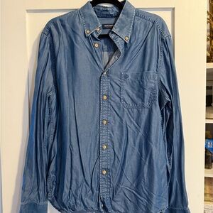Saint James Denim Blue Shirt with Wooden Buttons